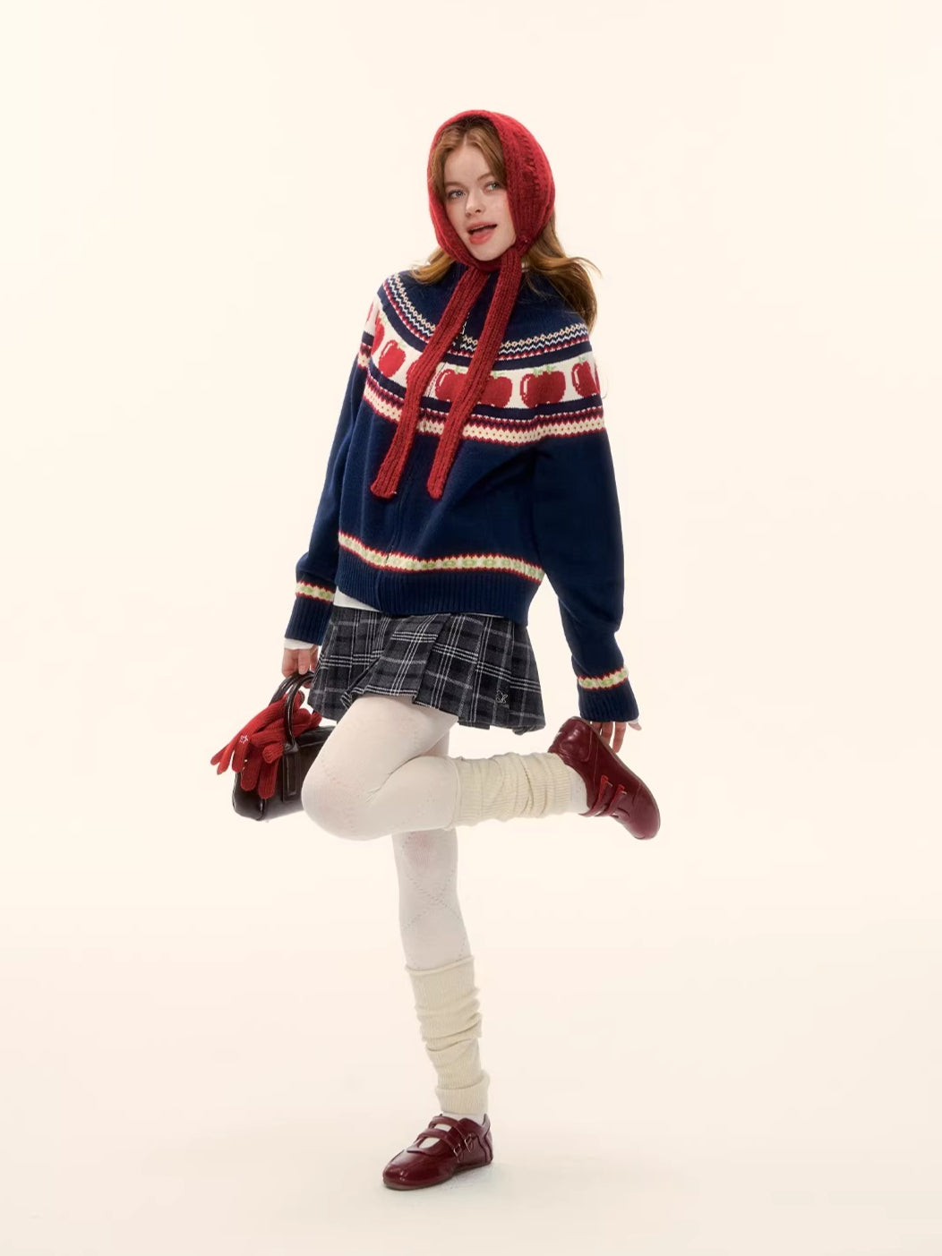 Vintage Red Plaid Wool-Blend Mini Skirt