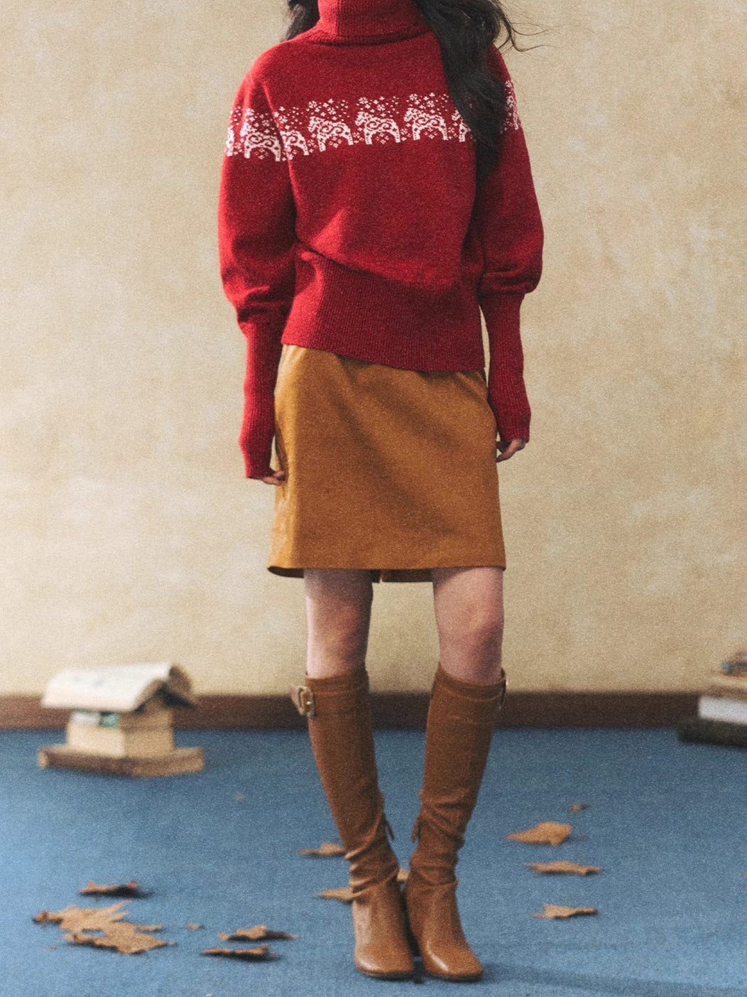 Vintage Faux Suede Midi Skirt