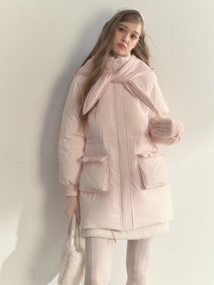 Blush Scarf-Hood Down Coat