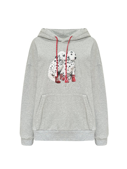 Printed Hooded Sweatshirt Jacket