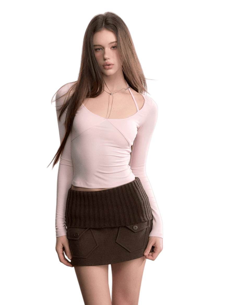 Halterneck Modal Long-Sleeve T-Shirt