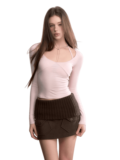 Halterneck Modal Long-Sleeve T-Shirt