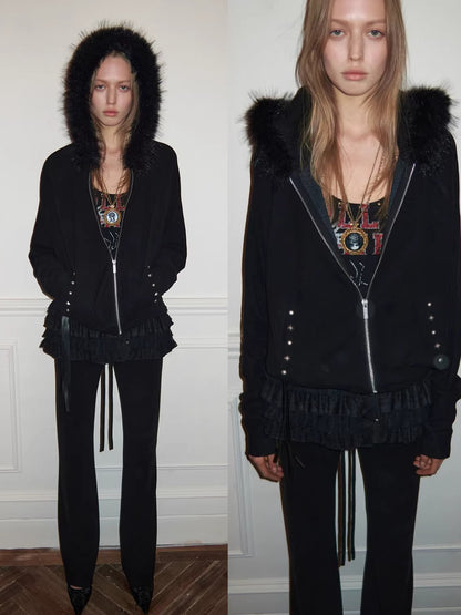 Batwing Hoodie &amp; Drawstring Flared Pants Set