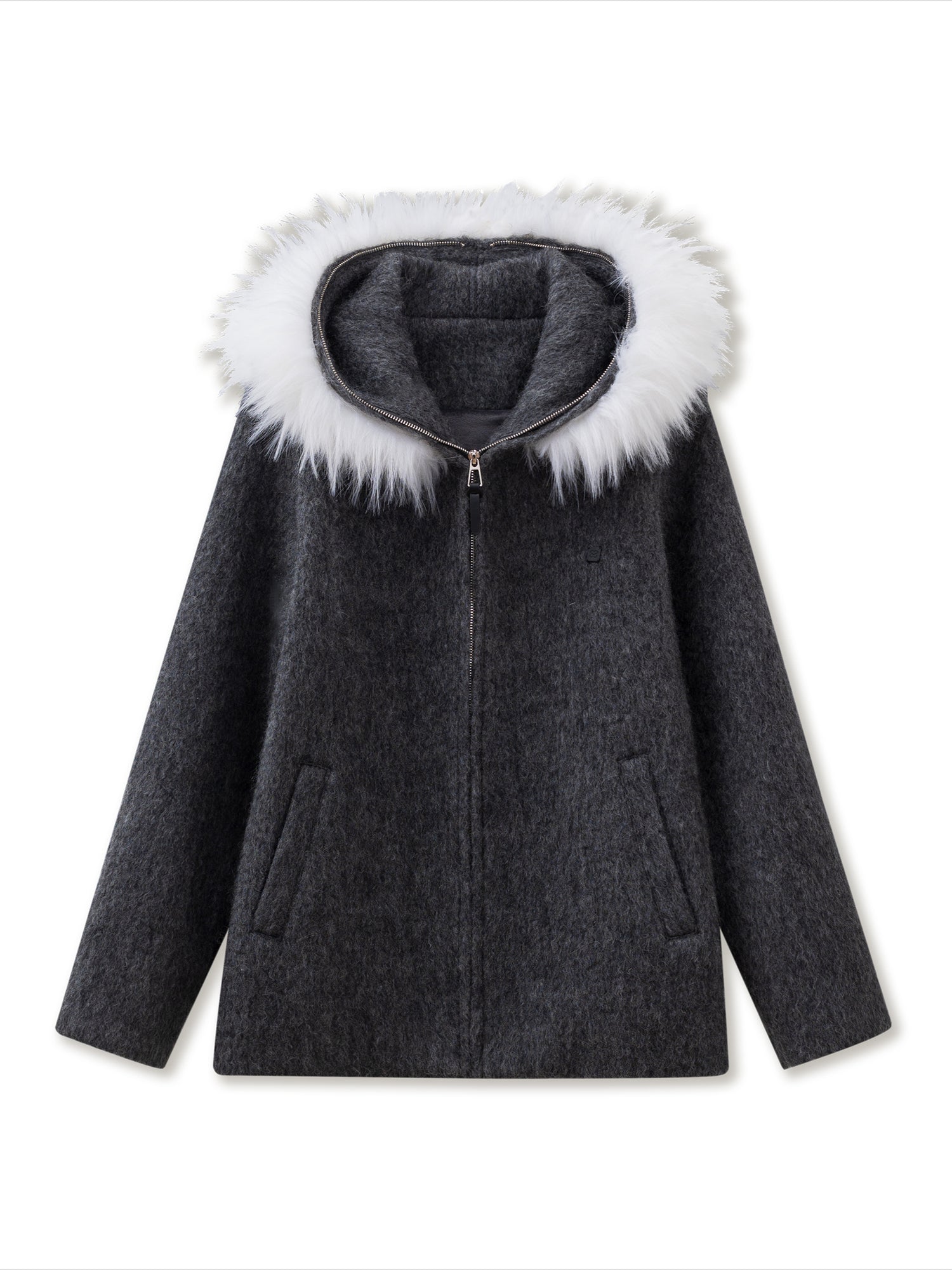 Faux Fur Collar Wool Coat