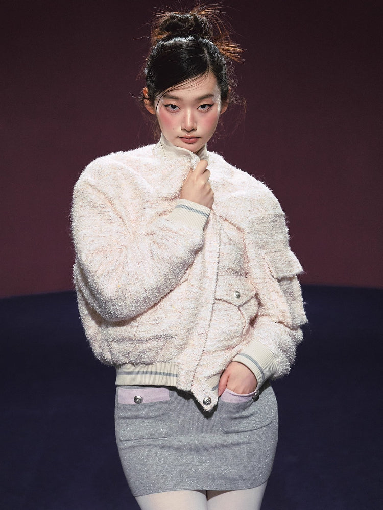 Tweed Textured Drop-shoulder Jacket