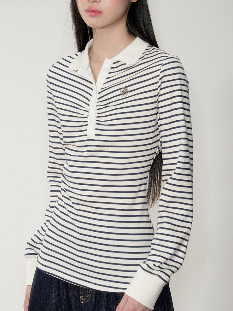 Striped Polo Long-Sleeve T-shirt - CHINASQUAD
