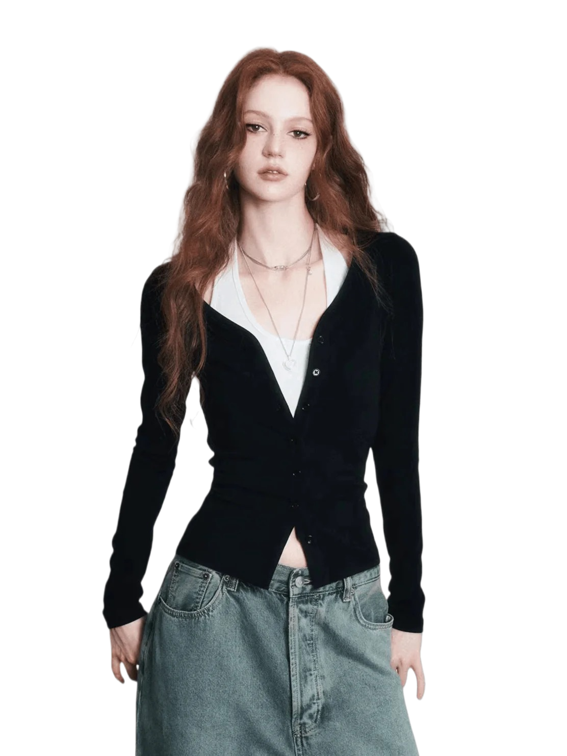 Layered Halter Camisole &amp; Knit Cardigan Set
