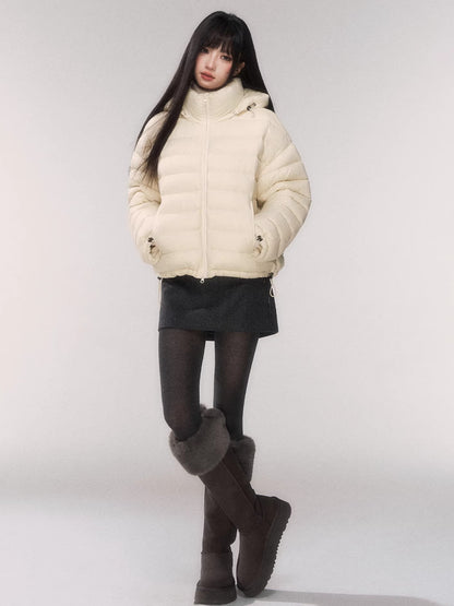 White Duck Down Hooded Puffer Jacket