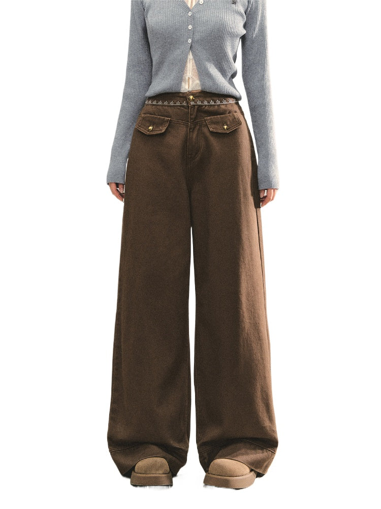 Cross-Stitch Floral Wide-Leg Pants - CHINASQUAD