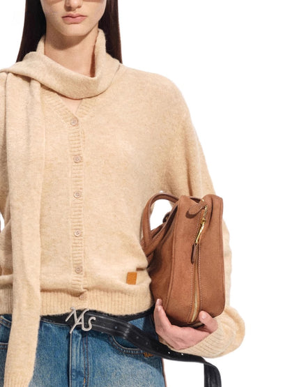 &quot;Rose Series&quot; Alpaca Wool &amp; Scarf Collar Knit Cardigan