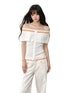 Color-block Off-shoulder Poncho-style Knit T-shirt - CHINASQUAD