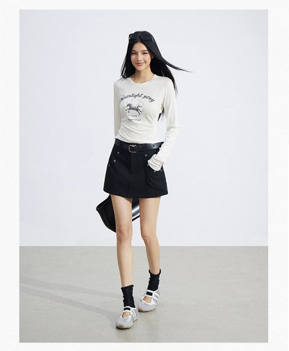 Ice-Silk Lyocell Pony Graphic Fitted T-Shirt