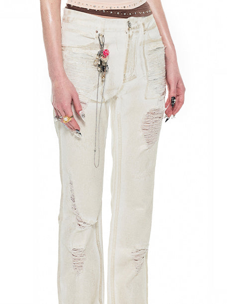 White  Distressed Skinny Jeans