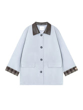 Plaid Patchwork Color-Block Trench Coat - CHINASQUAD