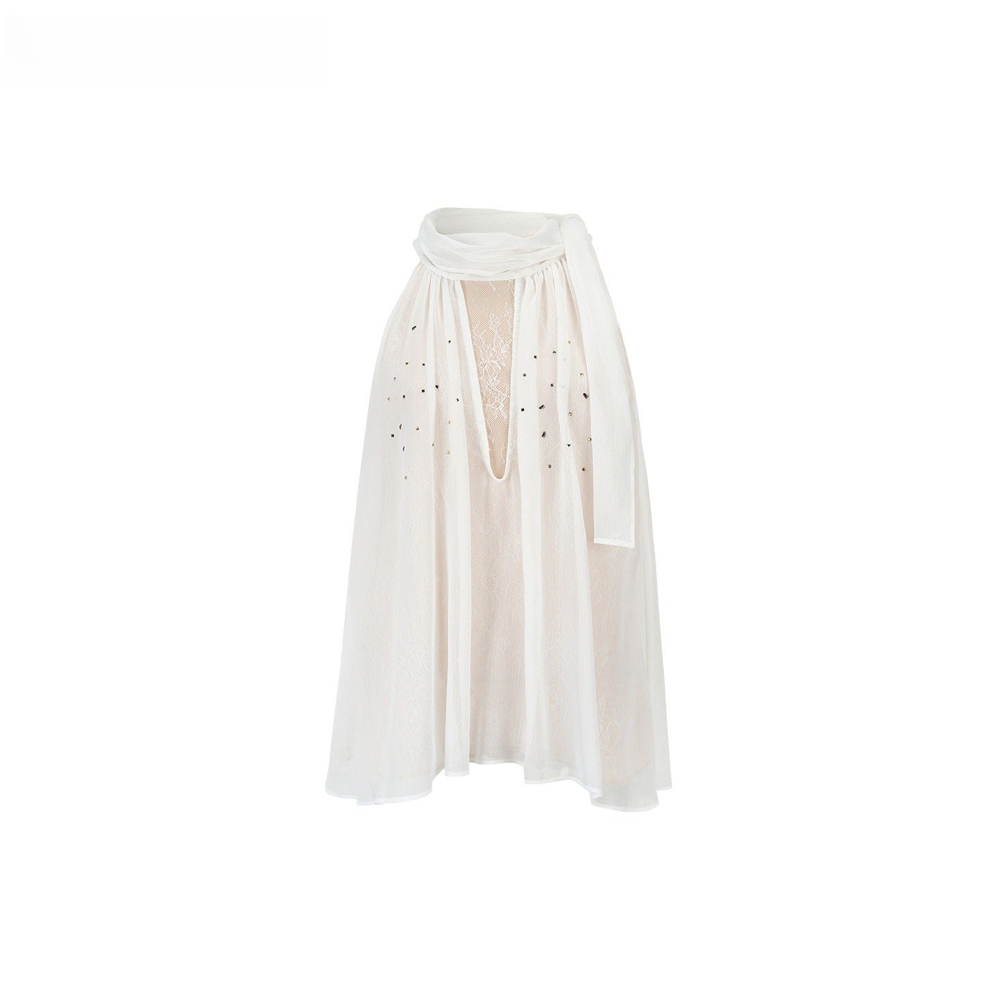 Embellished Sleeveless Chiffon Lace Top