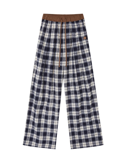Lazy Plaid Wide-Leg Casual Pants - CHINASQUAD
