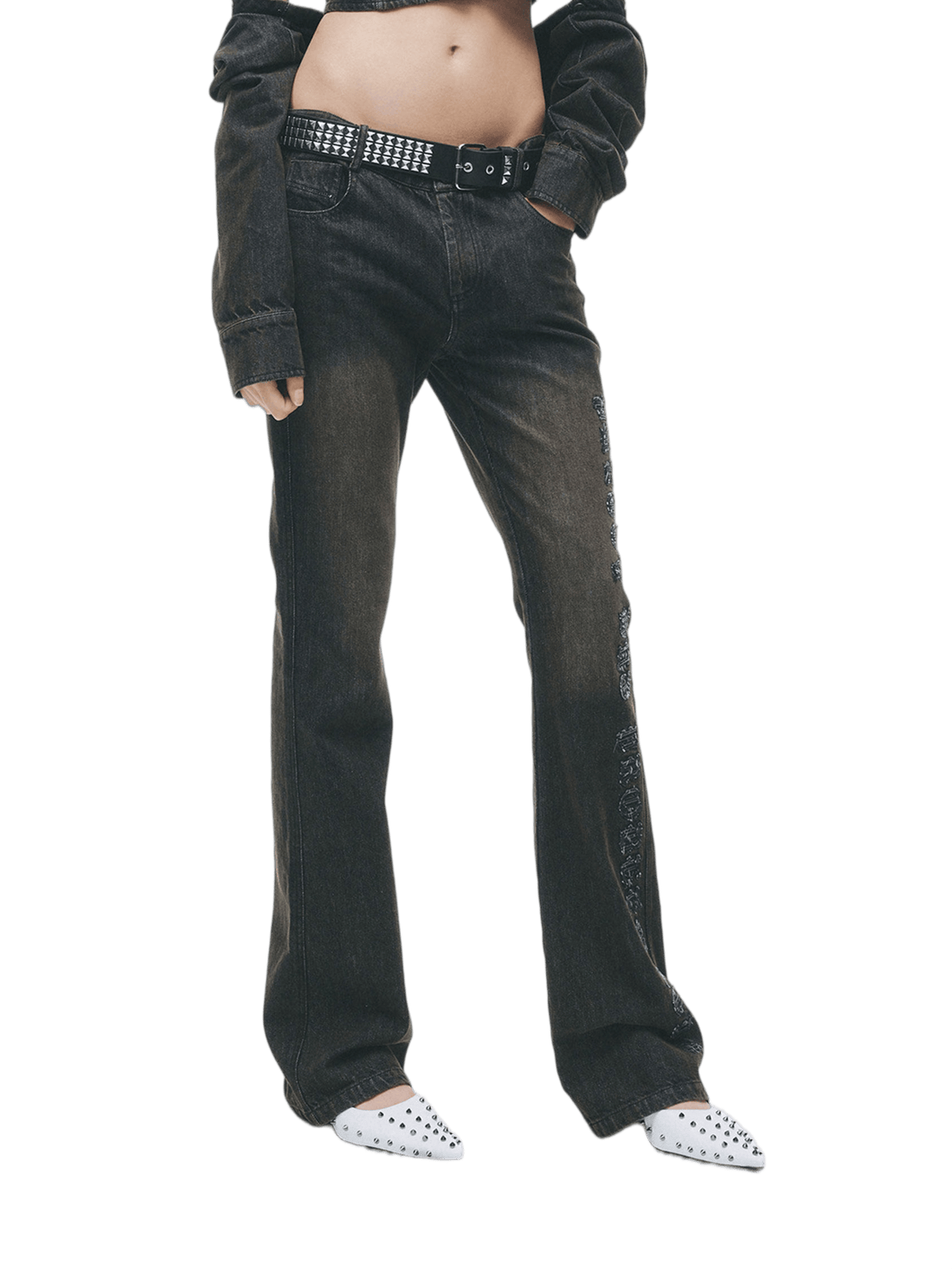 Enzyme-Washed Straight Denim Pants