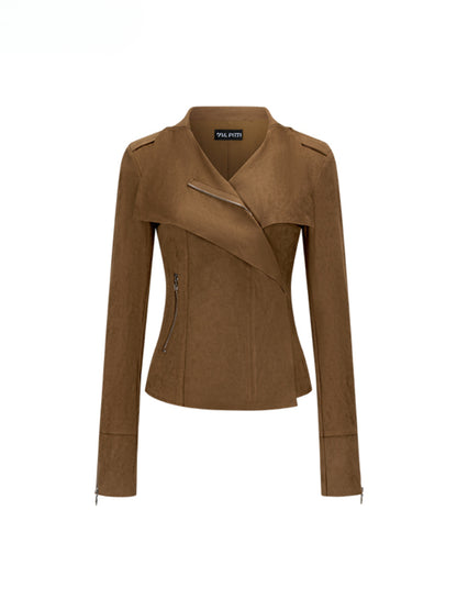 Large Collar Short Suede Jacket - CHINASQUAD
