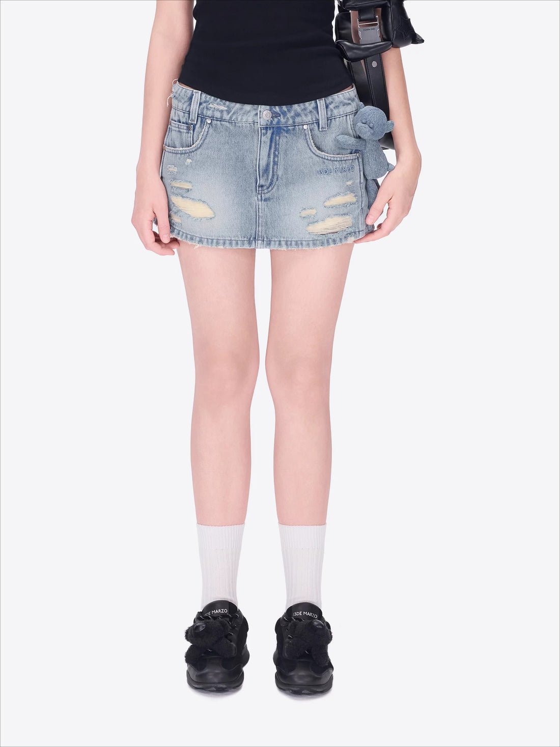 Retro Distressed Denim Skort