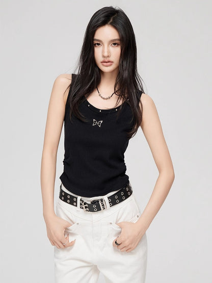 Butterfly Charm U-Neck Tank Top