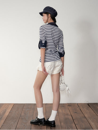 White Slim Fit Cuffed Casual Shorts