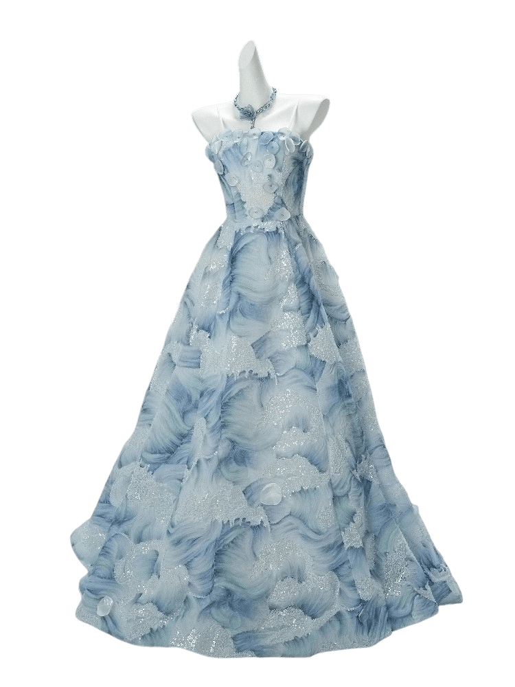 Ethereal Blue Yike Cloudwave Couture Gown