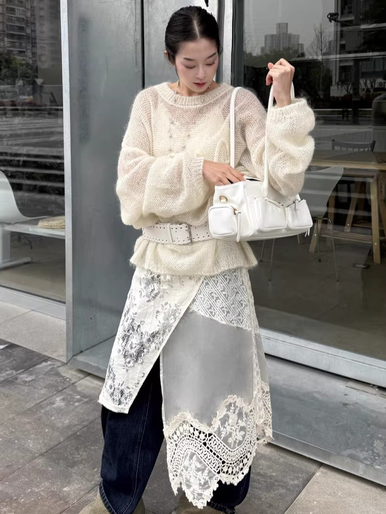 Mohair-Blend Oversized Knit Sweater