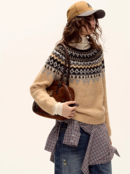 Wool-Blend Fair Isle Knit Sweater