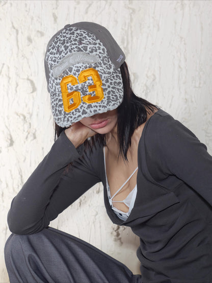 Rock Leopard Newspaper Print Baseball Cap