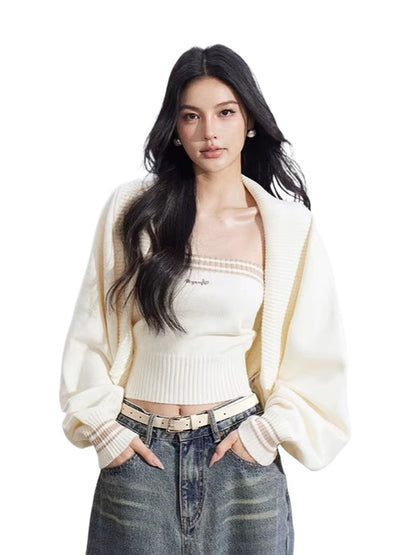 Contrast Batwing Knit 2-Piece Set