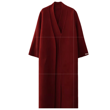 Elegant Double-Faced Wool Long Coat