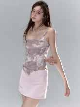 Pink Sparkling Irregular Design Spaghetti Strap Tank Top - CHINASQUAD