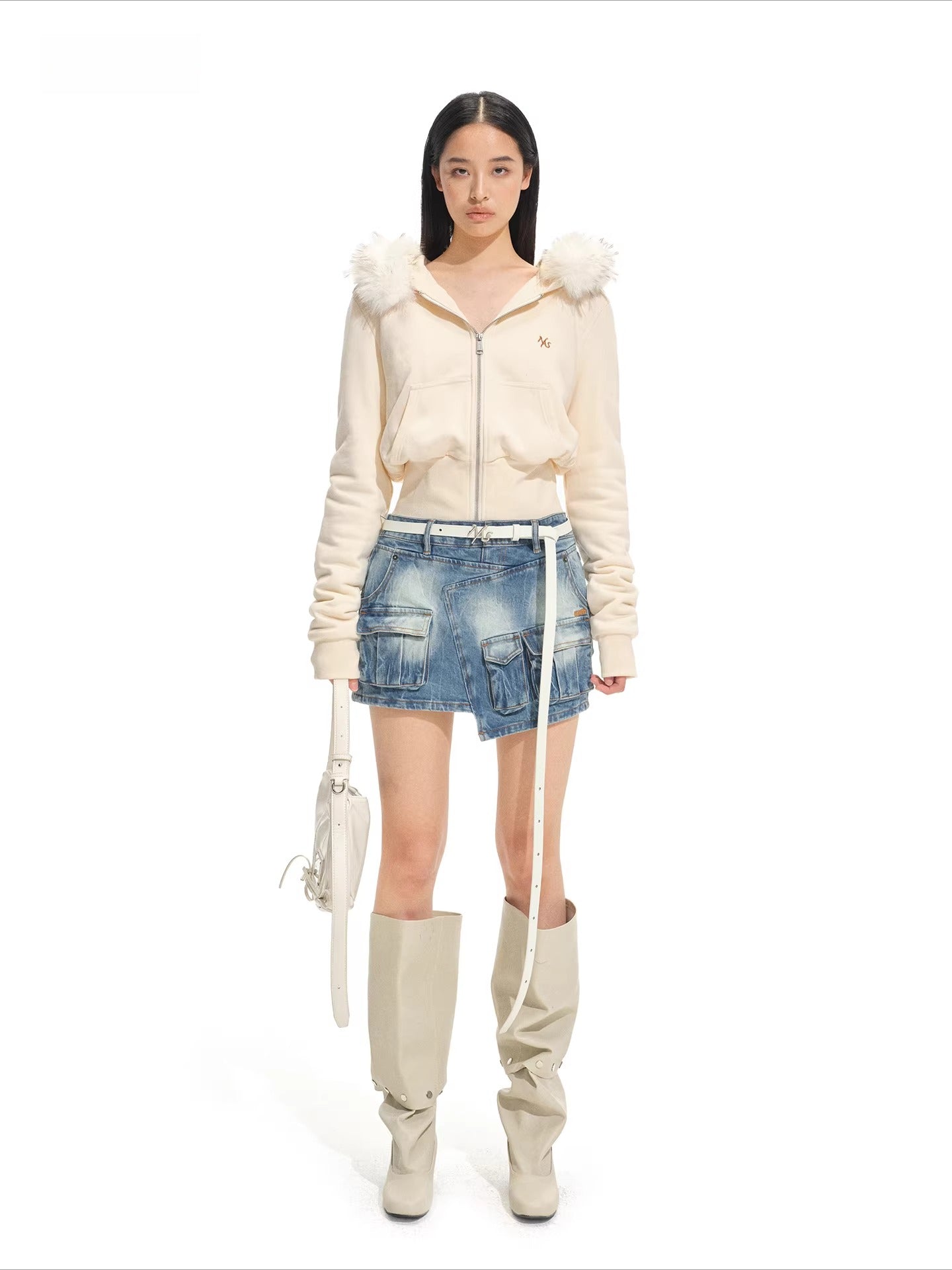 Ranch-Style Layered Denim Mini Skirt