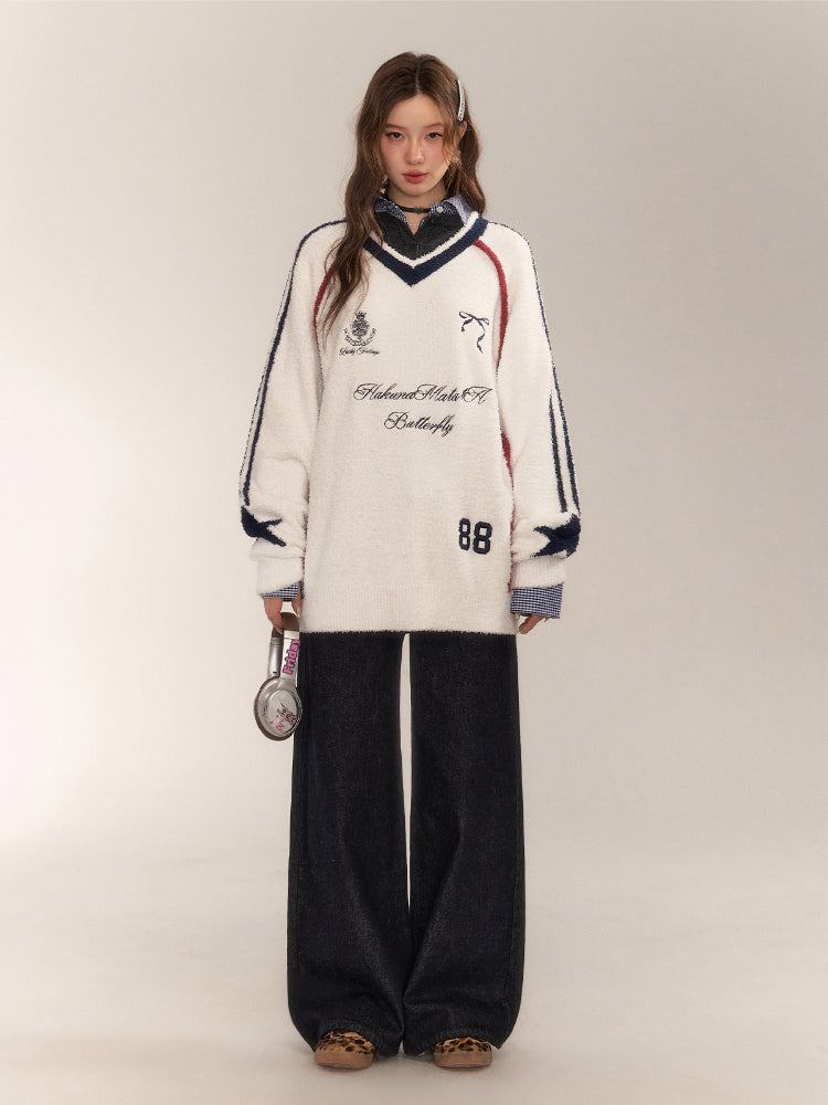 American Sports Bow Embroidered Sweater