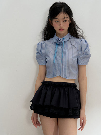 Puff Sleeve Striped Shirt