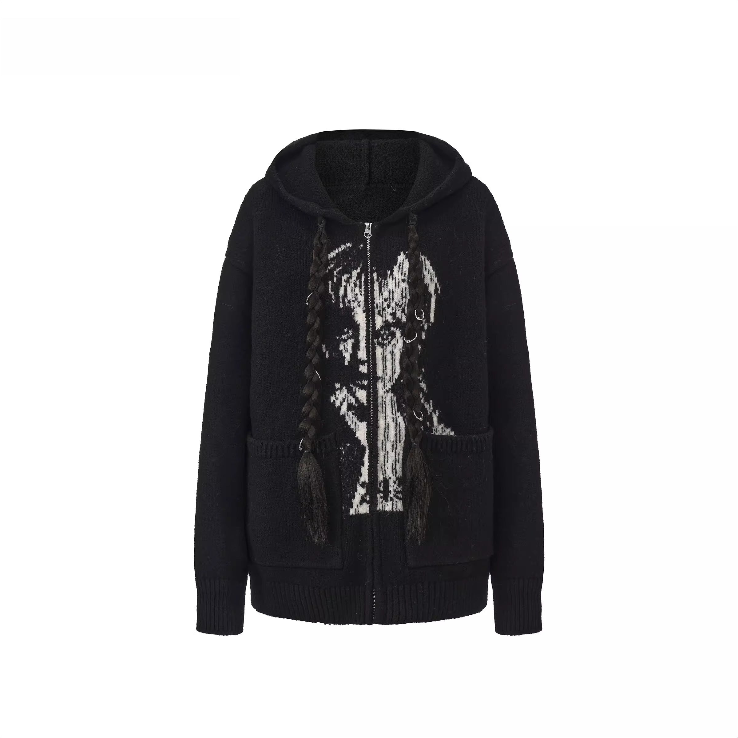 Detachable Braided-Detail Knit Sweater