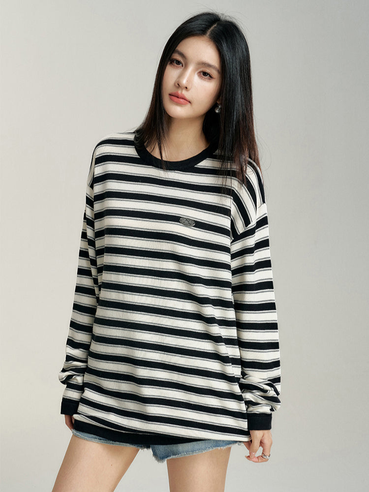 Striped Contrast Loose Knit Sweater