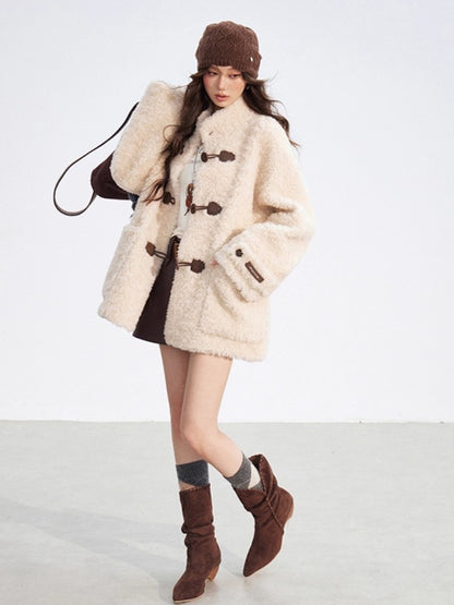 Wool-Blend Shearling Buttoned Jacket