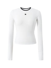 Contrast-trim Regular-shoulder Long-Sleeve T-shirt - CHINASQUAD