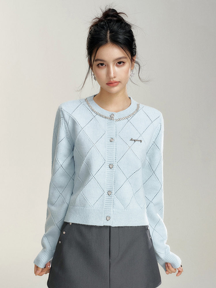 Diamond-Patterned Cardigan