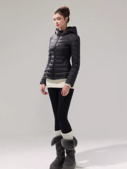 Lightweight 90% Down Quilted Stand-Collar Coat