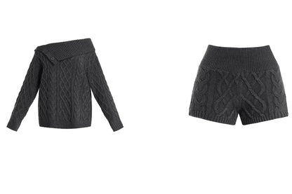 Knit Sweater &amp; Shorts Two-Piece Set