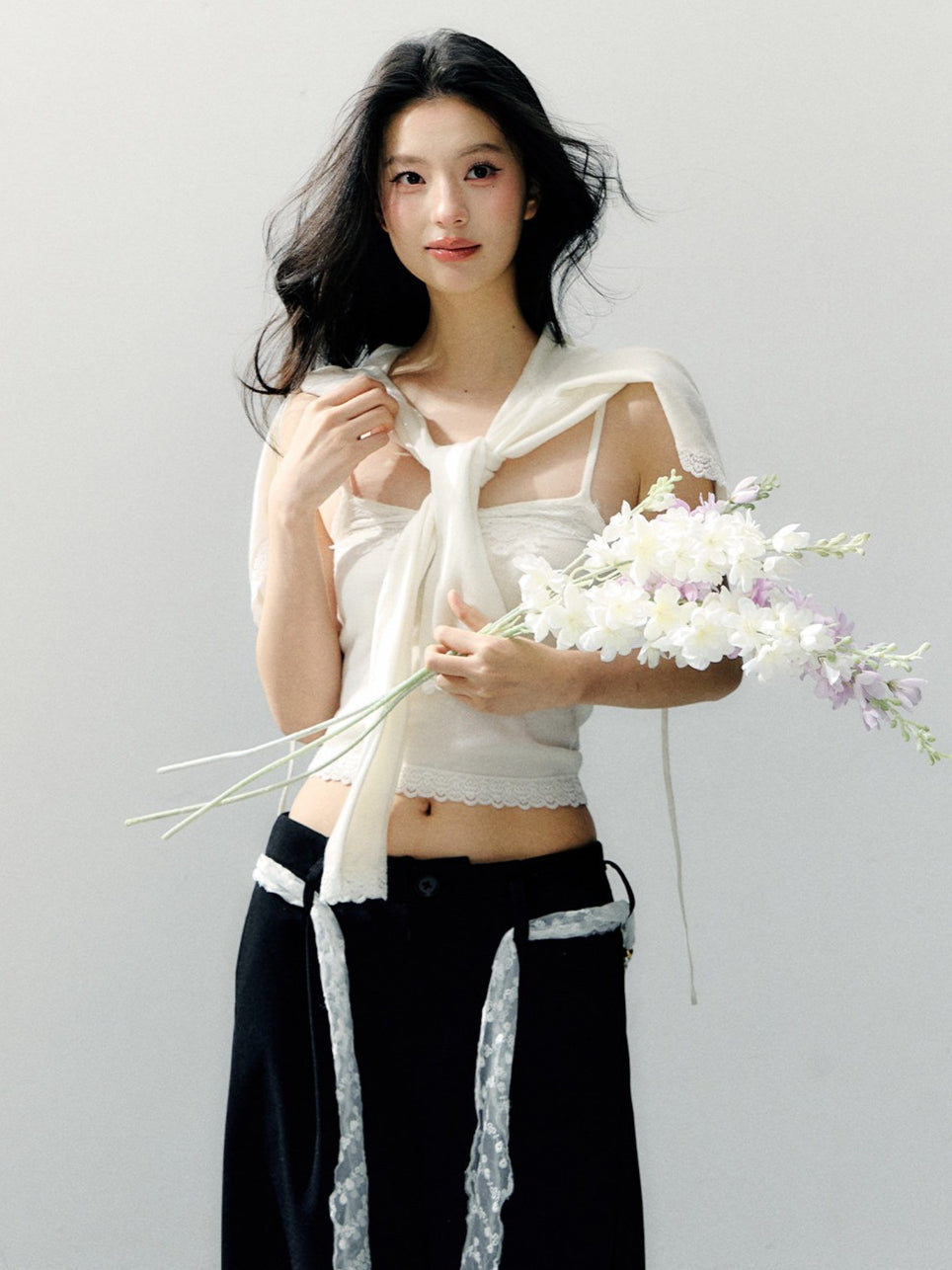 Sheer Shirt &amp; Inner Layer Two-Piece Set