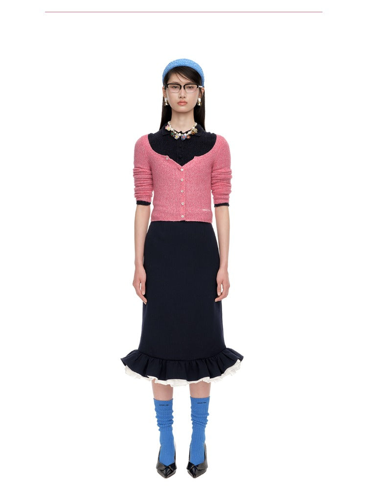 Round-Neck Fitted Wool-Blend Knit Cardigans