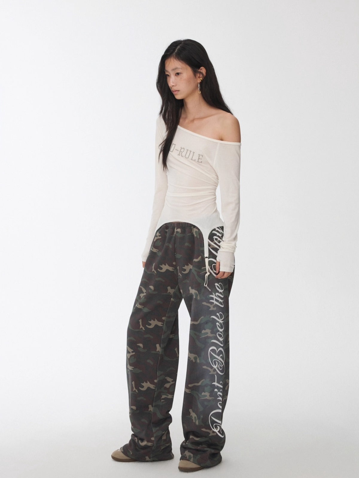 Crystal-Studded Boat-Neck Knit Blouse