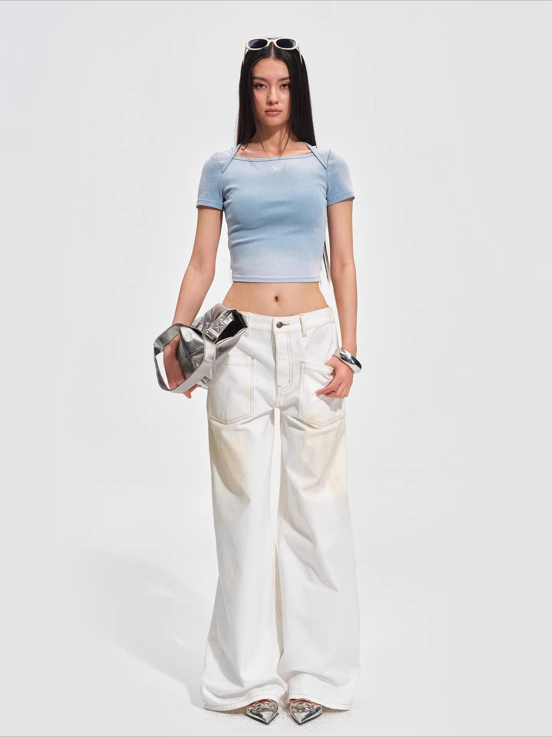 Washed Vintage Crop-Fit Crewneck T-Shirt