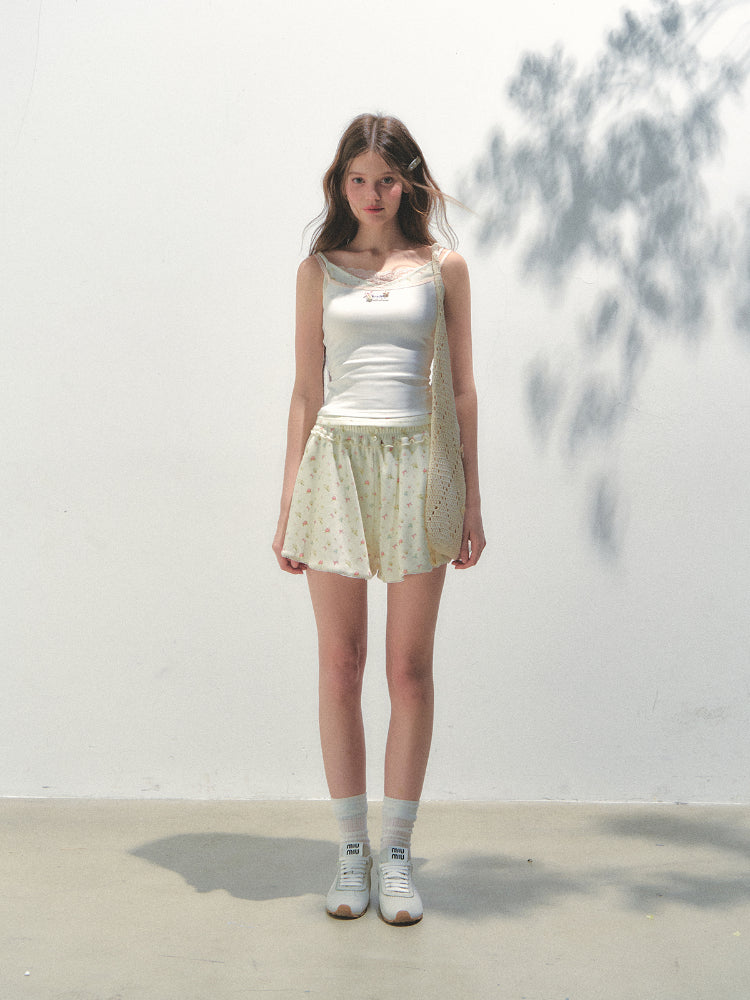 Fake Three-piece Lace Shell Logo Camisole T-shirt - CHINASQUAD