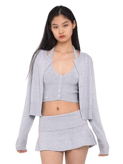 Gray &amp; Blue Spring Knit Cardigan