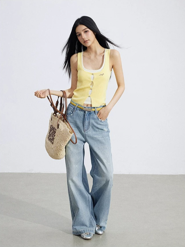Layered Illusion Knit U-Neck Tank Top