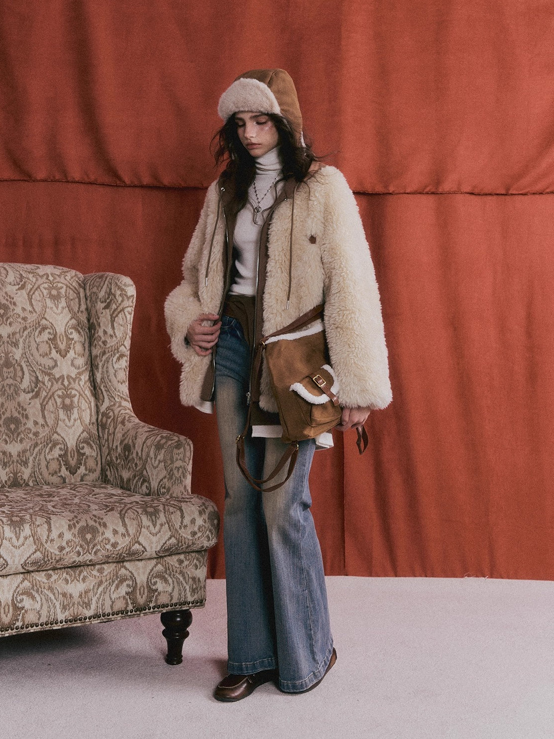 Faux Shearling Patchwork Oversized Jacket